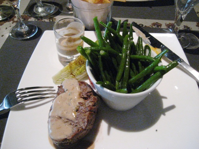 "Filet de Boeuf", Tenderloin Beef, Baked in Cream, Morel Mushrooms Sauce, With Green Beans