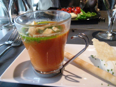 "Soupe Glacee de Tomate", Tomato Soup With Basil and Ricotta Cheese