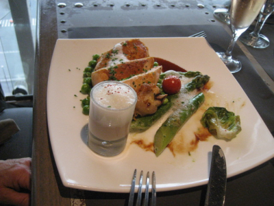 "Bar Portion Roti", Sea Bass, Vegetables With Coriander, and Olive Oil Sauce