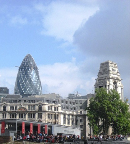 Financial District with the Gherkin  Skyscraper Landmark