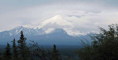 Mount Drum is located in the far west side of the Wrangell Mountains