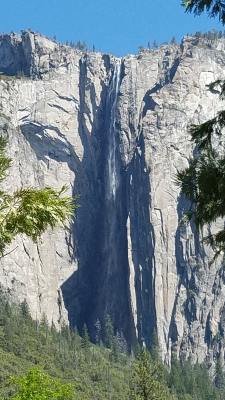 Horsetail Falls is a seasonal waterfall that flows in the winter and early spring. 